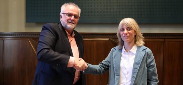 Jaume Perarnau, director del MNACTEC i Alba Barnusell, alcaldessa de Granollers